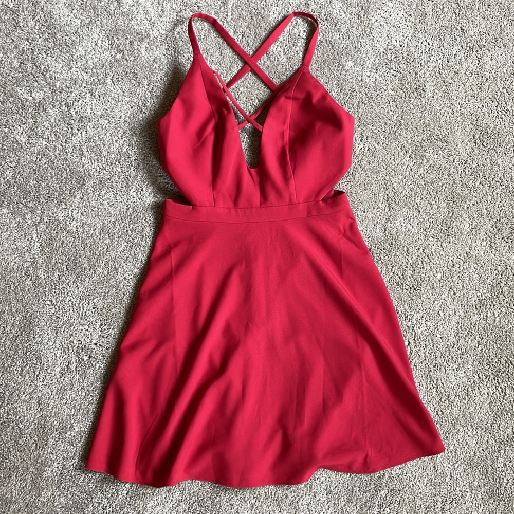 Red NBDXTheXNAVENtwins size small dress with side cutouts